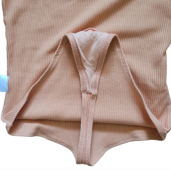 Sunday Best Orange Firecracker Ruffle Strap Ribbed Thong-cut Bodysuit, Size XS - Picture 5 of 11